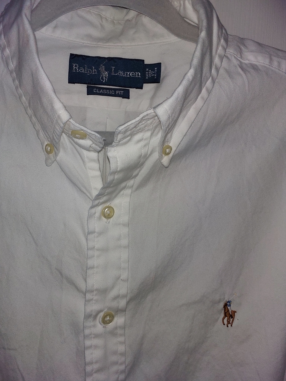 Ralph Lauren White Button-Down Polo Oxford Shirt